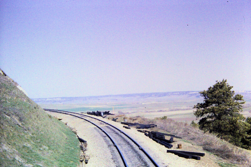 Tracks rounding a mountain
